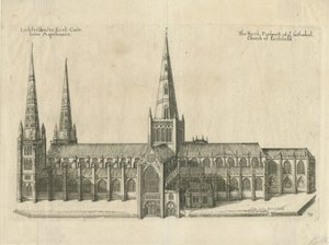 Lichfield Katedrali - Güney Görünümü: bakır levha gravür, nd [?17.yüzyılın ortası]