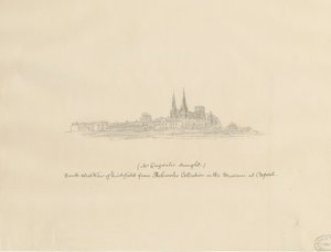 Lichfield Katedrali - Güney Batı Görünümü: karakalem ve [?17. yüzyıl] (çizim)