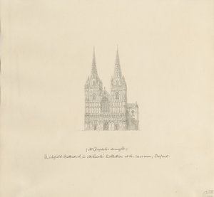 Lichfield Katedrali - Batı Cephesi: karakalem, nd [?17. yüzyılın sonları] (çizim)