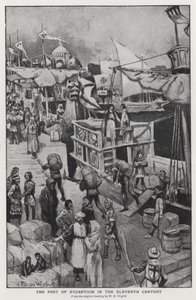 Onbirinci yüzyılda Bizans limanı (litho) by William Edward (after) Wigfull