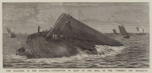 Weymouth açıklarında Orman Gövdesini havaya uçurmaya çalışan Kanaldaki Çarpışma by William Edward Atkins