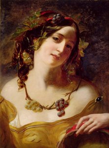 Bir Bacchante (değirmen tahtası üzerine yağlıboya) by William Etty