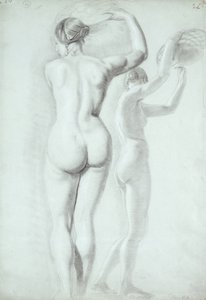 Figür çalışmaları (kağıt üzerine kalem) by William Etty