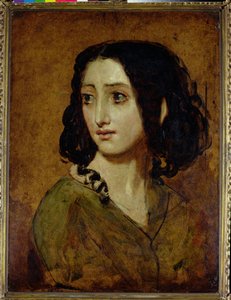Mlle Rachel Çalışması (değirmen tahtası üzerine yağlıboya) by William Etty