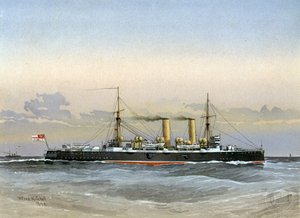 HMS Blenheim, Kraliyet Donanması 1. sınıf kruvazör, 1892 by William Frederick Mitchell