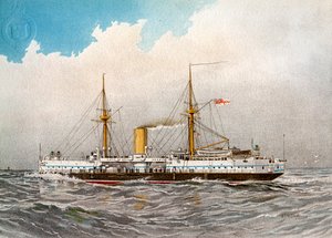 HMS Colossus, Kraliyet Donanması 2. sınıf savaş gemisi, c1890-c1893 by William Frederick Mitchell