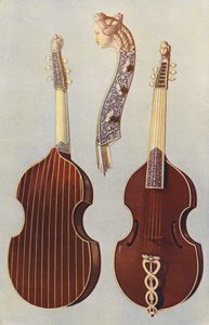 Müzik aletleri: Viola da gamba (renkli litho)