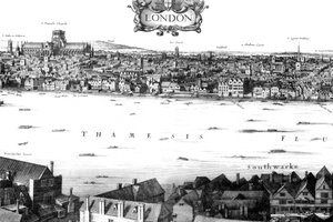 South Bank'tan Londra ve Thames'in görünümü, 17. yüzyıl 1886.