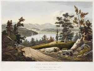 View near Hudson, 1822 (aquatint on paper with hand-colouring) by William Guy after Wall