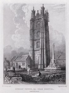 Dundry Tower, vb Bristol, Somersetshire (gravür) yakın by William H. Bartlett