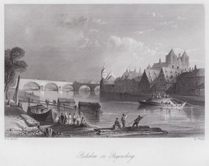 Ratisbon veya Regensberg (gravür) by William H. Bartlett