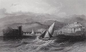 Sayda ve Lübnan Dağı, Denizden (gravür) by William H. Bartlett