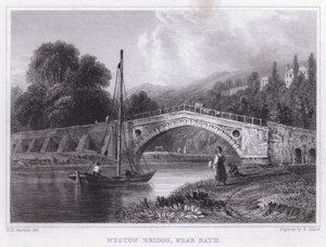 Bath yakınlarındaki Weston Köprüsü (gravür) by William H. Bartlett