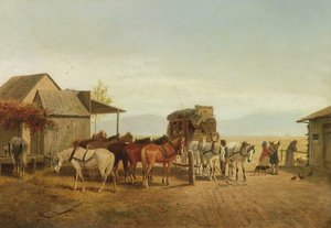 California Posta Arabası Durdurma, 1875 by William Hahn