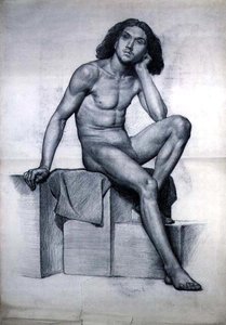 Oturan Çıplak Model Çalışması by William Hamo Thornycroft