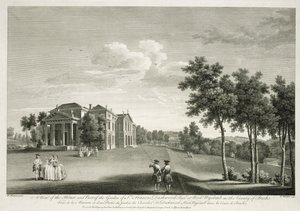 View of the house and part of the garden at West Wycombe, Buckinghamshire, engraved by William Woollett (1735-85)  by William Hannan