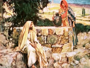 İsa ve Samiriyeli Kadın by William Hatherell