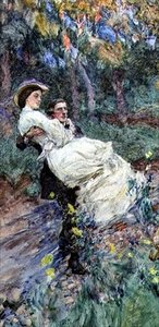 Dereyi geçmek (kağıt üzerine sulu boya) by William Hatherell