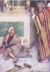 Peter ve John topal adamı iyileştiriyor, Hodder & Stoughton tarafından yayınlanan The Bible Story, c.1930 by William Hatherell