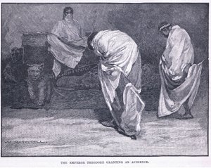 İmparator Theodore bir dinleyici kitlesi veriyor by William Hatherell