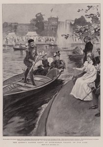 Göldeki Buckingham Sarayı'nda Kraliçe'nin Bahçe Partisi by William Hatherell