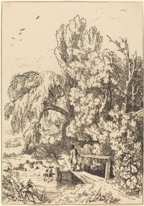 Ağaçlı Manzara, Kız Geçişi Yaya Köprüsü by William Havell
