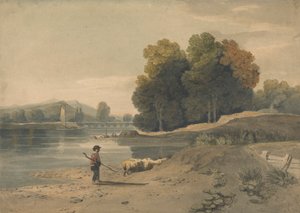 Oğlan ve Koyunlu Nehir Manzarası by William Havell