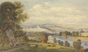 Totnes, Devon'un görünümü by William Havell