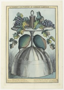 Ayakta mantar, üzüm ve dallar ve gövde üzerinde armut bulunan ters çevrilmiş coupe Bir Çöl - Modern Moda Taklidi (nesne üzerindeki başlık) by William Heath