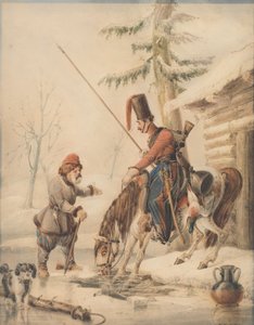 Don Nehri kıyısındaki bir Kayıkhanede Rus Kazakları by William Heath