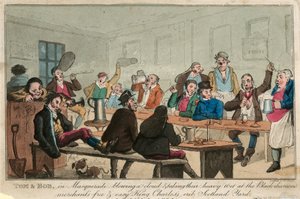 Tom ve Bob maskeli baloda, bir bulut üflüyor ve ağır ıslaklıklarını alıyorlar by William Heath