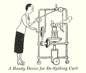 Kaktüslerin Çivilerini Çıkarmak İçin Kullanışlı Bir Cihaz (lito) by William Heath Robinson