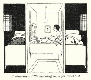 Kahvaltı için uygun küçük bir sabah odası (litho) by William Heath Robinson