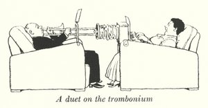 Trombon (lito) üzerine bir düet by William Heath Robinson