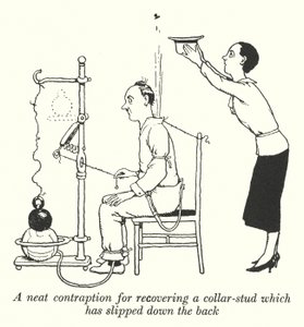 Arkadan aşağı kaymış bir yaka saplamayı kurtarmak için temiz bir mekanizma (lito) by William Heath Robinson