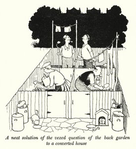 Arka bahçeyle ilgili can sıkıcı sorunun dönüştürülmüş bir eve (lito) düzgün bir çözümü by William Heath Robinson