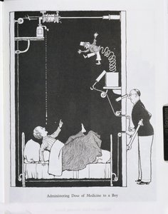 Bir Çocuğa İlaç Dozunun Uygulanması, 'Buluşlar'dan bir örnek by William Heath Robinson