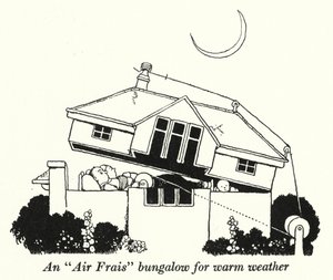 Sıcak havalar için bir "Air Frais" bungalovu (litho) by William Heath Robinson