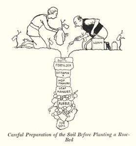 Bir Gül Yatağı (Lito) Dikmeden Önce Toprağın Dikkatli Hazırlanması by William Heath Robinson