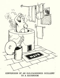Eski Moda Bir Bulaşıkhanenin Banyoya Dönüştürülmesi (lito) by William Heath Robinson