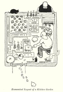 Bir Mutfak Bahçesinin Ekonomik Düzeni (litho) by William Heath Robinson