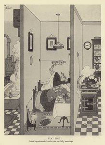 Düz yaşam, soğuk sabahlarda kullanım için bazı ustaca cihazlar by William Heath Robinson