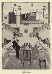 ಫ್ಲಾಟ್ ಲೈಫ್, ಬಿಡುವಿನ ಮಲಗುವ ಕೋಣೆ ಲಿಥೋಟರ್ಕ್ by William Heath Robinson