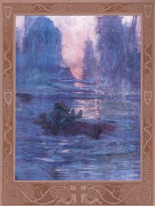 Takip et-kaybettiğimiz patikalarda bekliyoruz. Birçok adımın sesi için, bir konağın adımı için. by William Heath Robinson