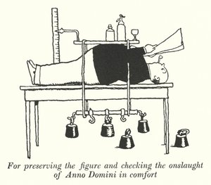 Figürü korumak ve Anno Domini'nin saldırısını rahatça kontrol etmek için (litho) by William Heath Robinson