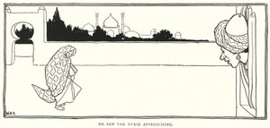 Hemşirenin yaklaştığını gördü (gravür) by William Heath Robinson