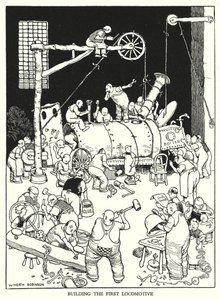 W Heath Robinson (lito) tarafından Demiryolu Ribaldry için İllüstrasyon by William Heath Robinson