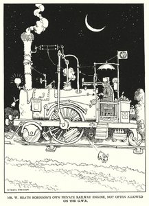 W Heath Robinson (lito) tarafından Demiryolu Ribaldry için İllüstrasyon by William Heath Robinson