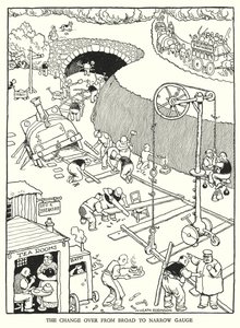 W Heath Robinson (lito) tarafından Demiryolu Ribaldry için İllüstrasyon by William Heath Robinson