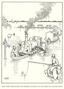 W Heath Robinson (lito) tarafından Demiryolu Ribaldry için İllüstrasyon by William Heath Robinson